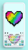 Fond de clavier Rainbow Heart Bricks Affiche
