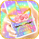 Rainbow Pink Rose Unicorn Tema APK