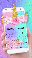 Tema Keyboard Raindrop Unicorn Cartaz