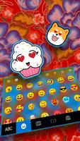 Фон клавиатуры Red Blue Flower скриншот 2