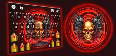 Red Skull Guns Keyboard Theme