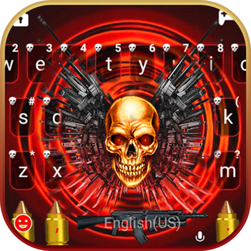 Tema Keyboard Red Skull Guns