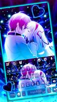 Romantic Neon Kiss Poster