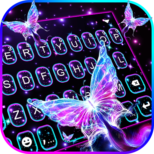 Shiny Neon Butterfly Teclado