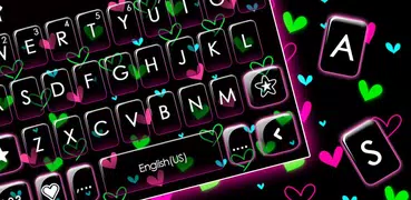 Shiny Neon Hearts Theme