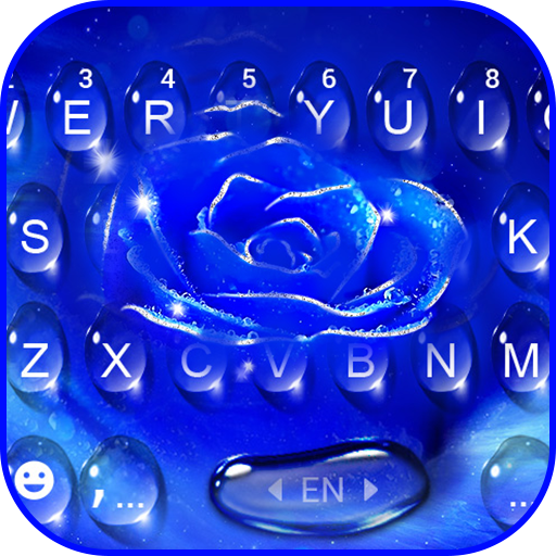 Silver Blue Rose Keyboard Them