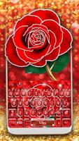 Silver Glitter Red Rose poster