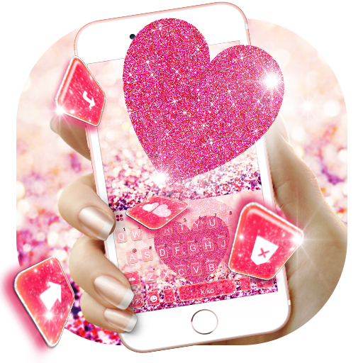 Pink Heart Glitter Keyboard Th