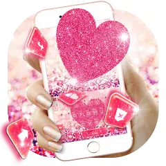 Pink Heart Glitter Keyboard Th APK download