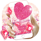 ikon Tema Keyboard Pink Heart Glitt