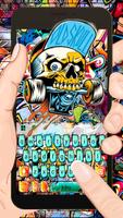 Teclado Skull Skate Graffiti Cartaz