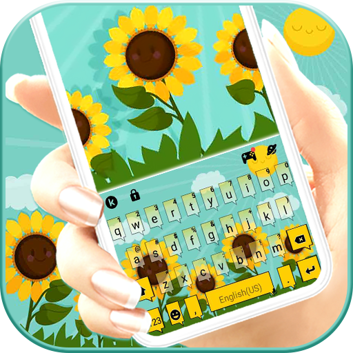Tema Keyboard Sunflower Field