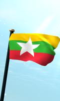 Mianmar Bandeira 3D Gratuito Cartaz