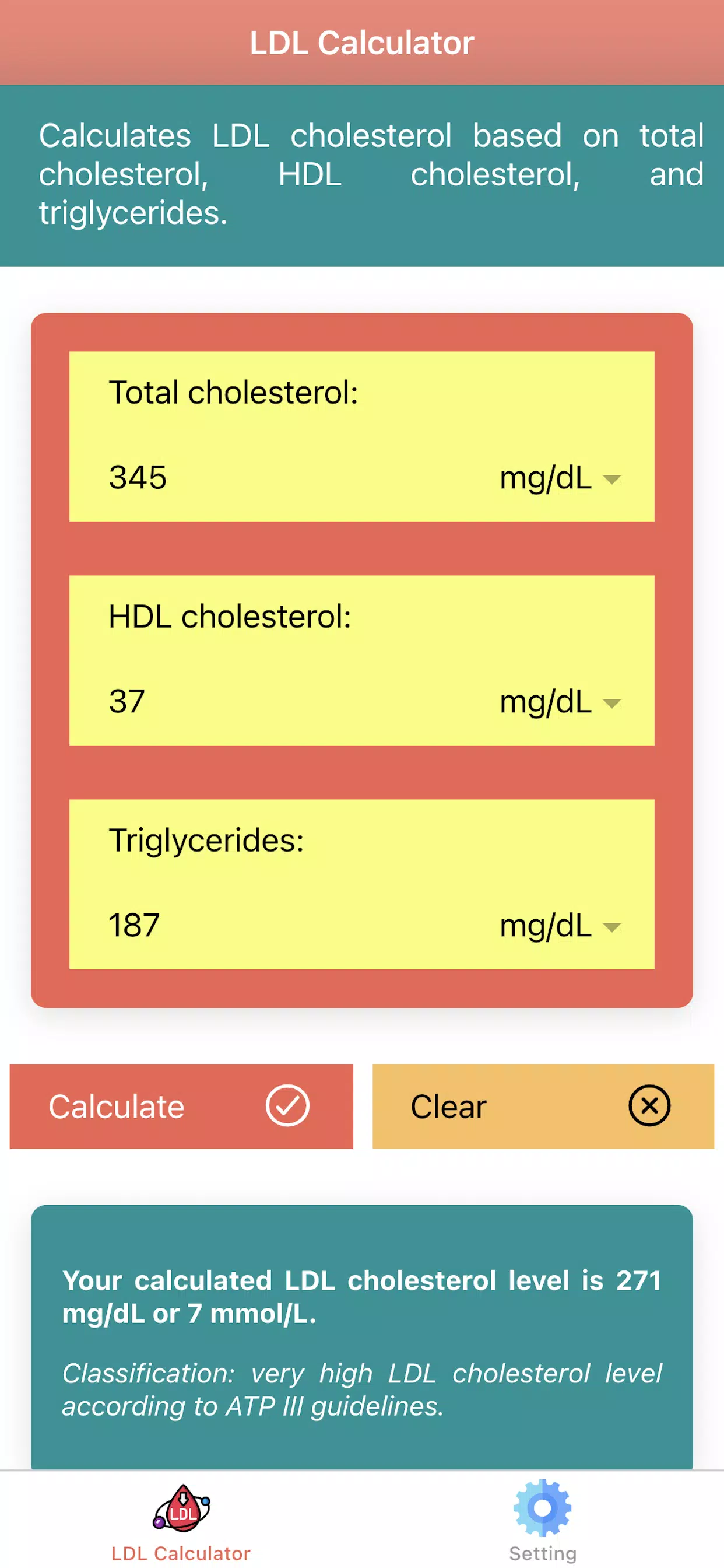 Descarga de APK de Calculadora de Colesterol LDL para Android