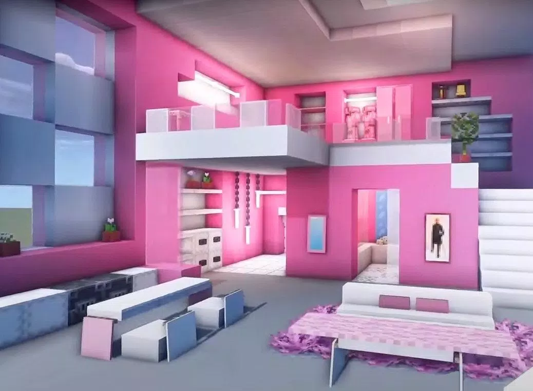 CASA ROSA MODERNA KAWAII MINECRAFT 