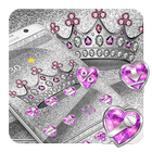 Imperial Silver Glitter Crown Theme icono