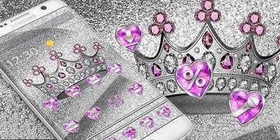 Imperial Silver Glitter Crown Theme imagem de tela 3