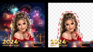 New year photo frame 2024 पोस्टर