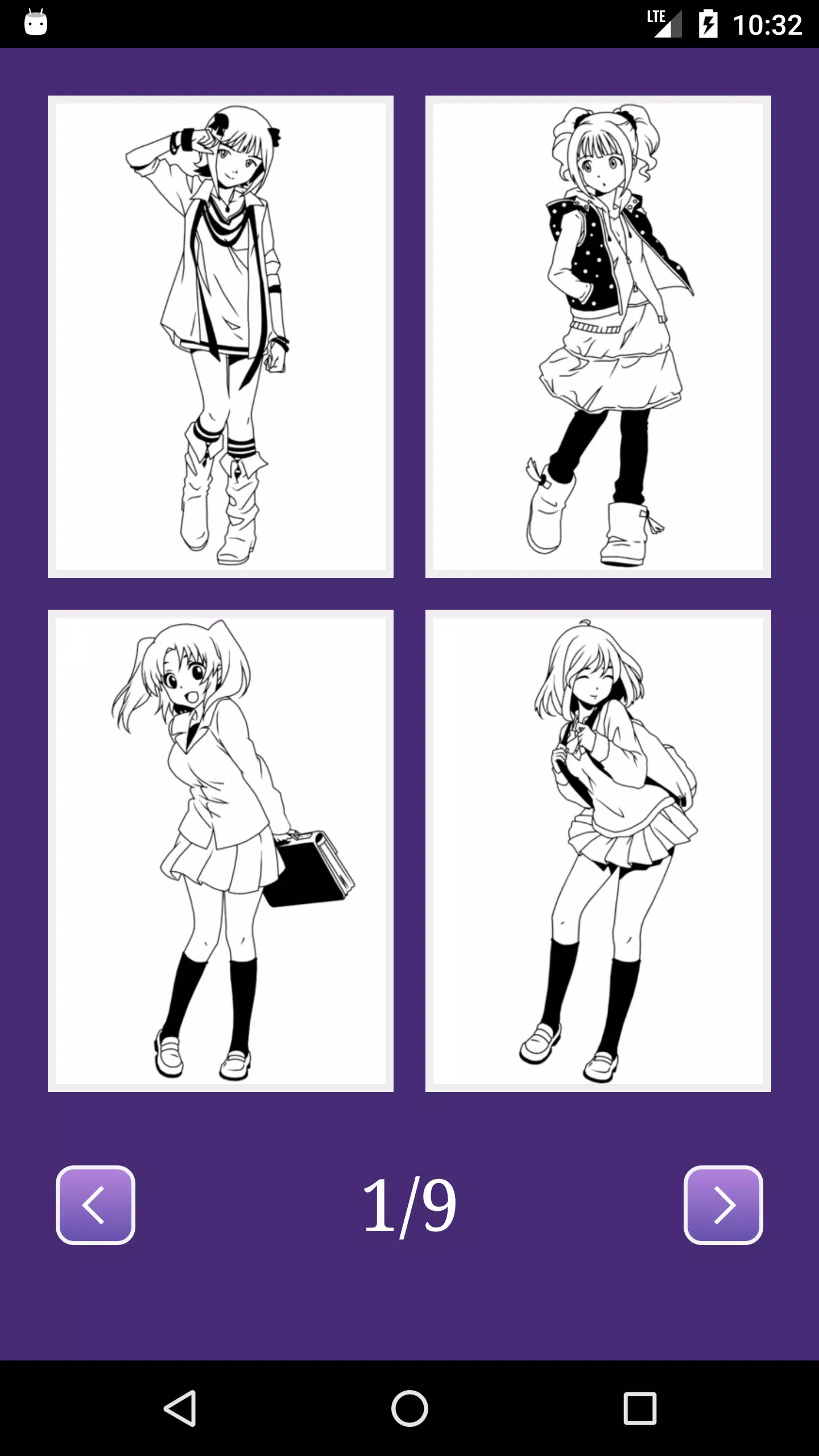 Desenho de menina da escola de anime para colorir - Grátis