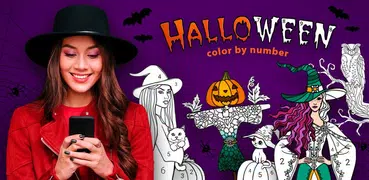 Halloween Color by Number: Halloween Coloring Book