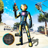 Black Superhero Iron Stickman Rope Hero Mafia icono