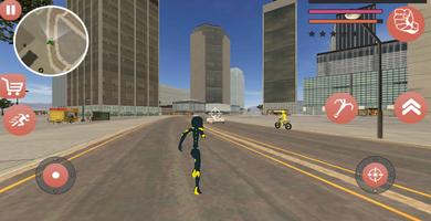 Black Superhero Iron Stickman Rope Hero Mafia captura de pantalla 2