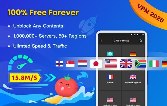 Free VPN Tomato | Fastest Free Hotspot VPN Proxy 海报