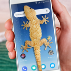 Lizard in phone funny joke icon