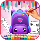 Cute Kawaii School Supplies Coloring Book APK
