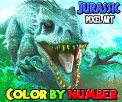 Color by Number: Jurassic Dinosaur Pixel Art Affiche