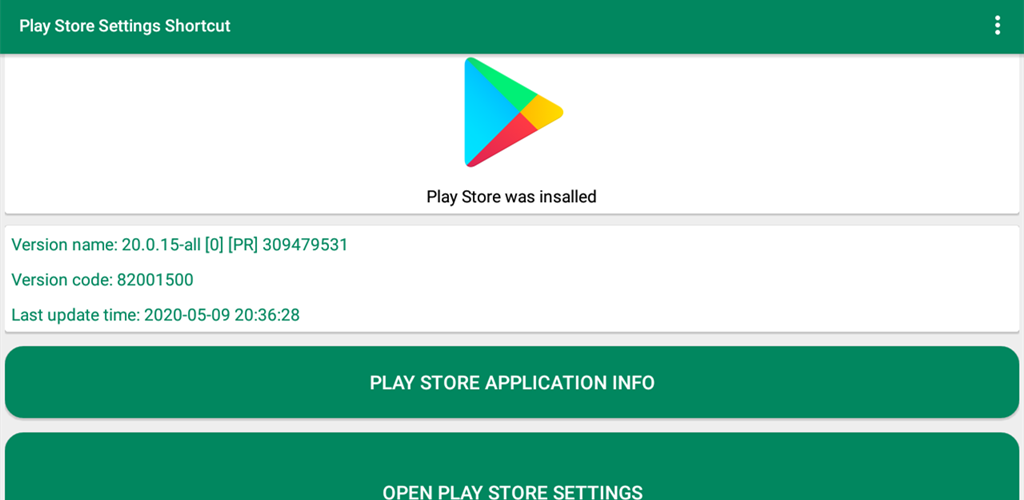 Play Store Settings Shortcut