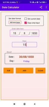 Date Calculator add to or subtract from a date screenshot 3