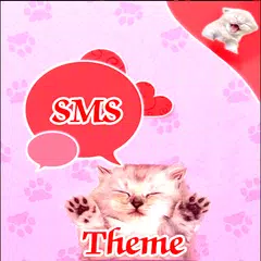 ピンクの猫のテーマGO SMS Pro
