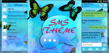 Tema azul da borboleta GO SMS