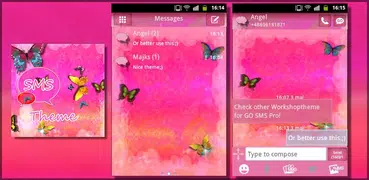 Tema-de-rosa agradável GO SMS