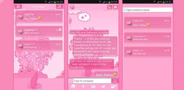 Tema do rosa do gato GO SMS
