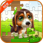 Puppy dog jigsaw puzzle icon