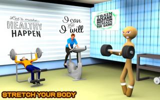 Stickman Virtual Gym 3D Fitnes Affiche