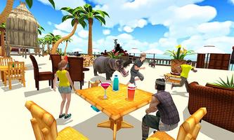 Hippo Family Simulator - Beach & City Attack 2019 скриншот 3