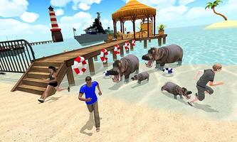 Hippo Family Simulator - Beach & City Attack 2019 постер