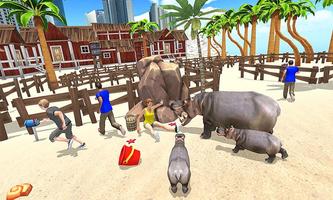 Hippo Family Simulator - Beach & City Attack 2019 скриншот 1