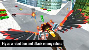 Flying Lion Robot Transform: Robot Shooting Games постер