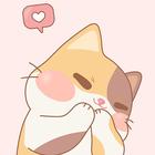 Cute pink tricolor cat أيقونة