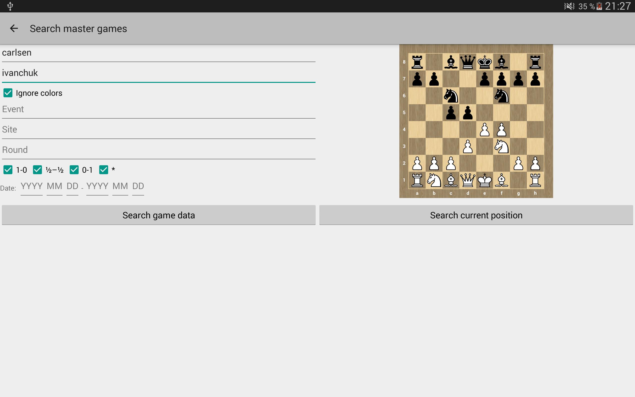 Гейм Мастерс. Master of the game. Chess PGN Master. Программа для чтения шахматных PGN книг на андроид. Search masters