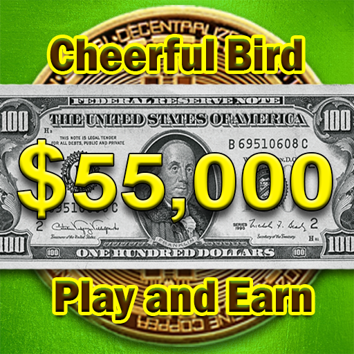 Cheerful bird. Get money.