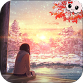 Anime Girl Winter Sunset Live Wallpaper