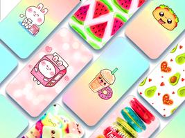 Cute Food Kawaii backgrounds poster