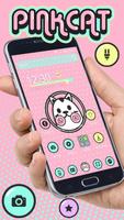 카와이 핑크 고양이 테마 포스터