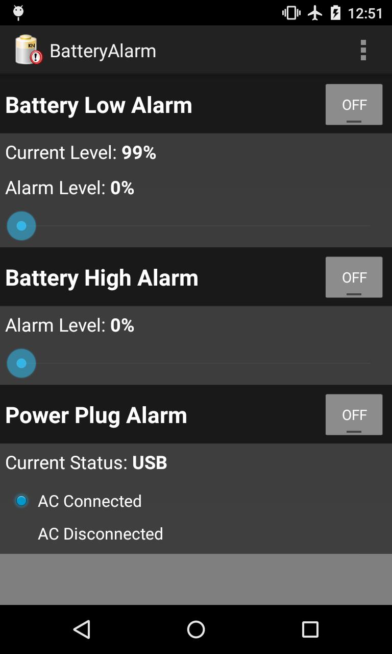 Battery alarm