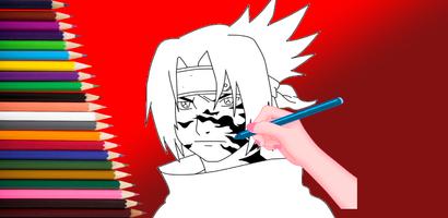 Uchiha Sasuke Coloring Book Affiche